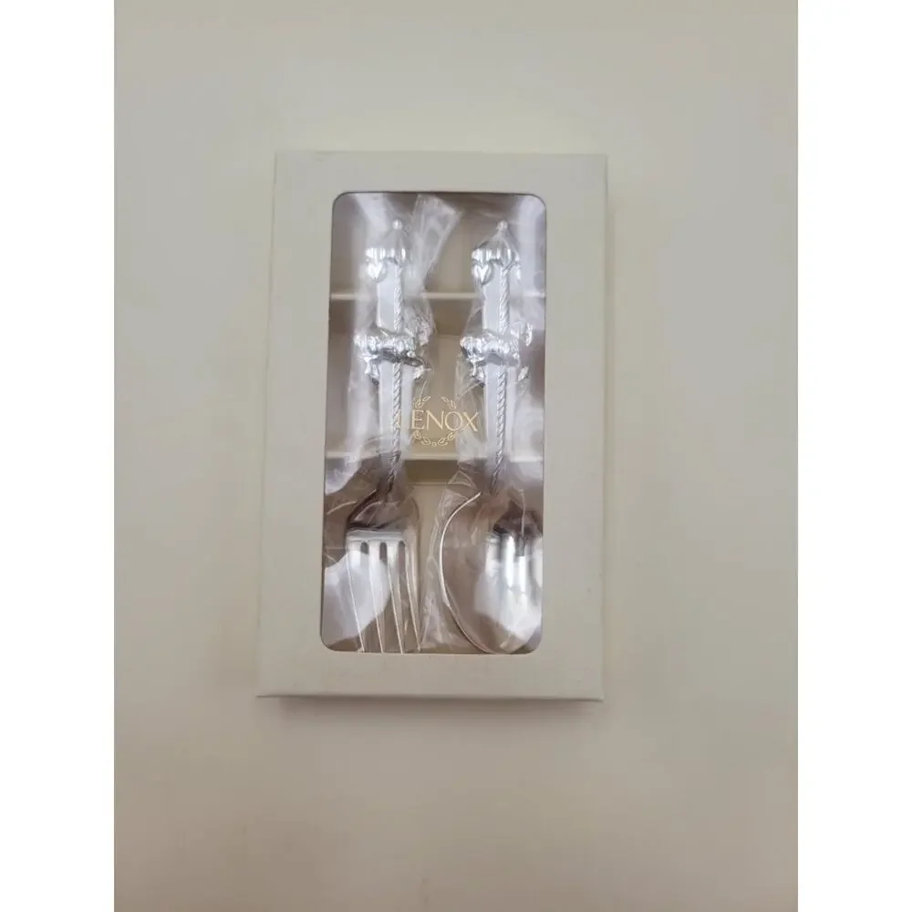 Lenox Baby Jewel Collection Child Fork and Spoon Set in Original Box - Carousel